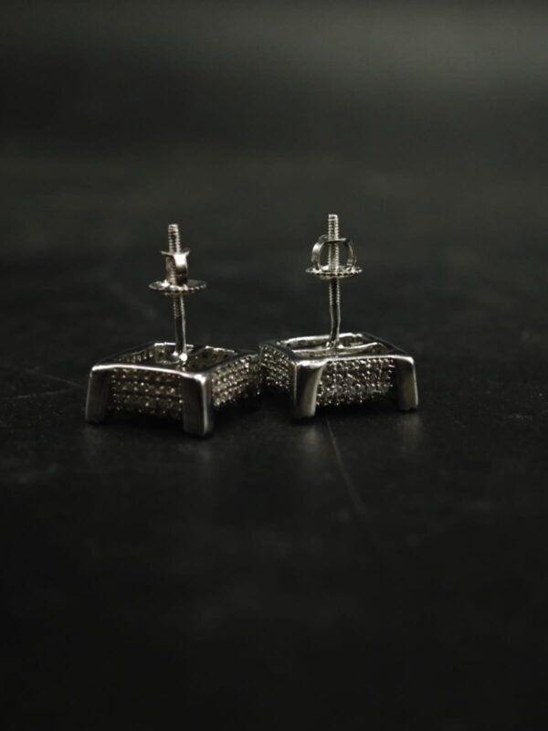 Moissanite Stud Earrings Square Shape In 925 Sterling Silver.