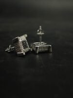 Moissanite Stud Earrings Square Shape In 925 Sterling Silver.