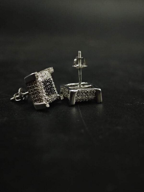 Moissanite Stud Earrings Square Shape In 925 Sterling Silver.