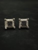Moissanite Stud Earrings Square Shape In 925 Sterling Silver.