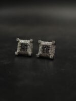 Moissanite Stud Earrings Square Shape In 925 Sterling Silver.
