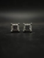 Moissanite Stud Earrings Square Shape In 925 Sterling Silver.