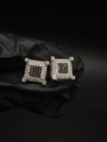 Moissanite Stud Earrings Square Shape In 925 Sterling Silver.