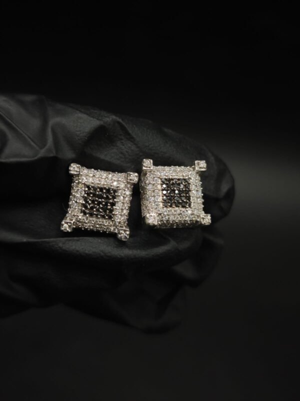 Moissanite Stud Earrings Square Shape In 925 Sterling Silver.