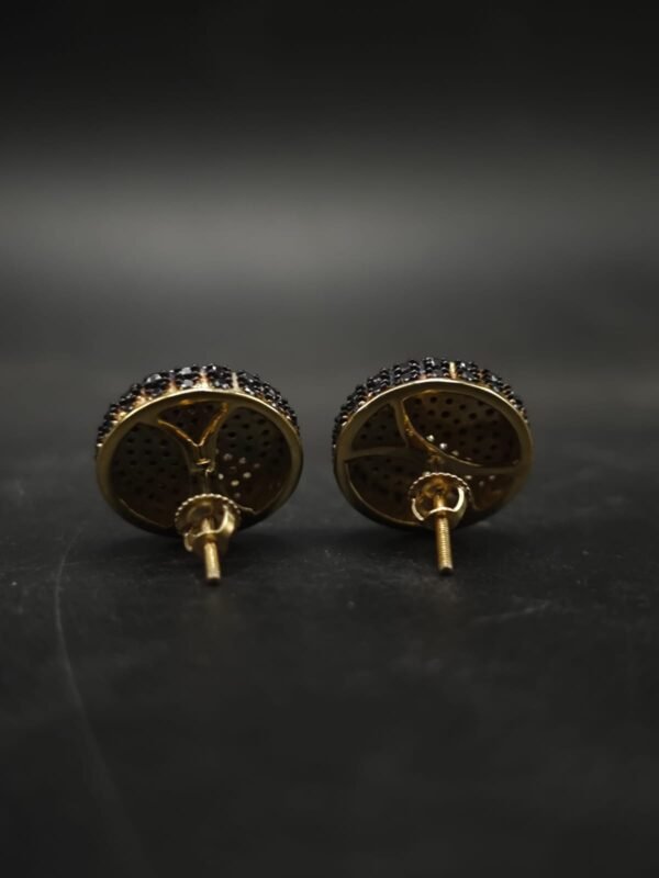 Two-Tone Black and White Moissanite Stud Earrings Geometric Pave Shape In 925 Sterling Silver.
