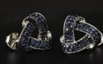 Blue CZ Knot Stud Earrings For Women's Wear In 925 Sterling Silver
