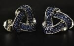 Blue CZ Knot Stud Earrings For Women's Wear In 925 Sterling Silver
