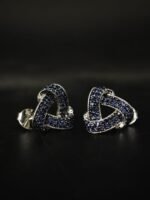 Blue CZ Knot Stud Earrings For Women's Wear In 925 Sterling Silver