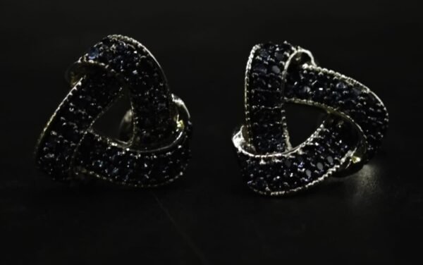 Blue CZ Knot Stud Earrings For Women's Wear In 925 Sterling Silver