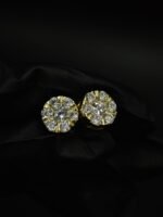 Real Round Moissanite Stud Earrings For Women's Wear in 925 Silver