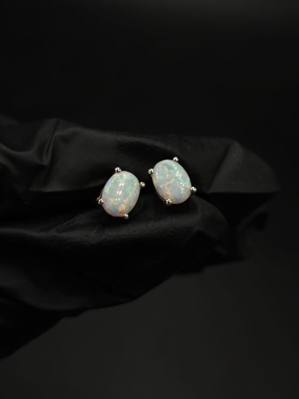 Opal Stud Earrings Oval Shape for Women's Wear In 925 Sterling Silver
