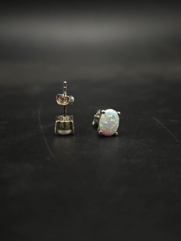 Opal Stud Earrings Oval Shape for Women's Wear In 925 Sterling Silver