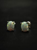 Opal Stud Earrings Oval Shape for Women's Wear In 925 Sterling Silver