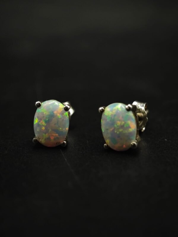 Opal Stud Earrings Oval Shape for Women's Wear In 925 Sterling Silver