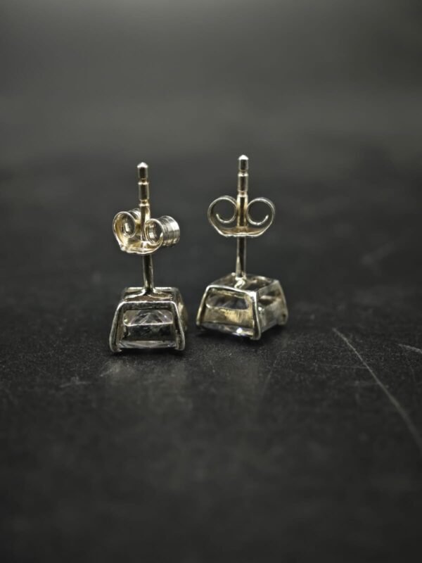 Tester Passing Moissanite Stud Earrings Princess Shape For Women's Wear In 925 Silver.