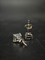 Tester Passing Moissanite Stud Earrings Princess Shape For Women's Wear In 925 Silver.