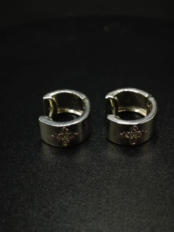 Pink CZ Hoop Earrings For Women's Wear In 925 Sterling Silver.