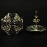 Purple CZ Stud Earrings For Women's Wear In 925 Silver.