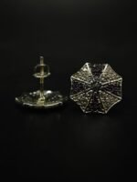 Purple CZ Stud Earrings For Women's Wear In 925 Silver.