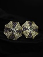 Purple CZ Stud Earrings For Women's Wear In 925 Silver.