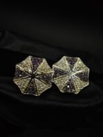 Purple CZ Stud Earrings For Women's Wear In 925 Silver.