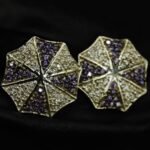 Purple CZ Stud Earrings For Women's Wear In 925 Silver.