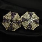 Purple CZ Stud Earrings For Women's Wear In 925 Silver.