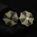 Purple CZ Stud Earrings For Women's Wear In 925 Silver.