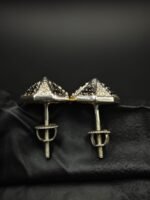 Geometric Moissanite Pyramid Stud Earrings – 925 Silver Jewelry for Women