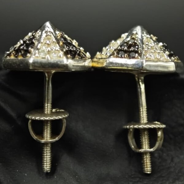 Geometric Moissanite Pyramid Stud Earrings – 925 Silver Jewelry for Women