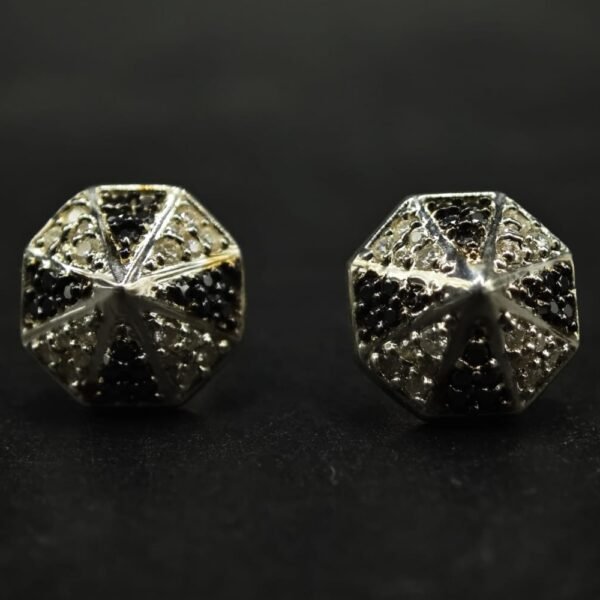 Geometric Moissanite Pyramid Stud Earrings – 925 Silver Jewelry for Women