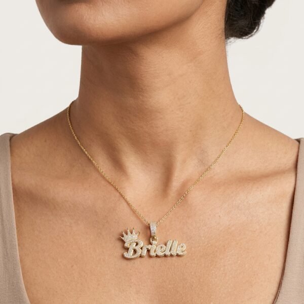 Moissanite Diamond Name Pendant For Women's Wear In 925 Silver.