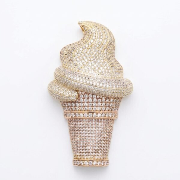 VVS Moissanite Ice Cream Cone Pendant in 925 Sterling Silver For Men's
