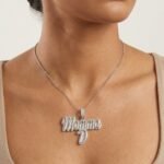 Momma Moissanite Script Pendant For Women's Wear In 925 Sterling Silver