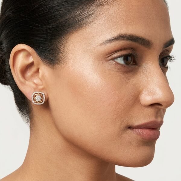 Genuine Moissanite Stud Earrings For Women's Wear In 925 Sterling Silver.