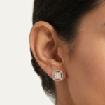 Round Cluster Halo Diamond Stud Earrings 925 Sterling Silver.