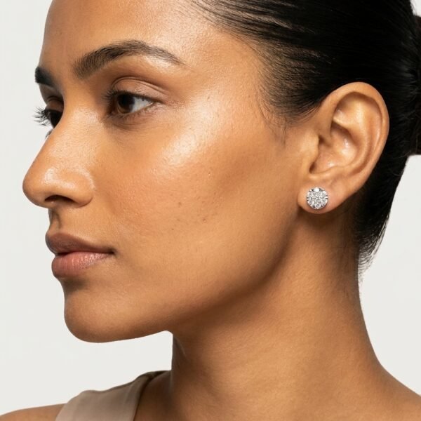 Women's Moissanite Stud Earrings In 925 Sterling Silver.