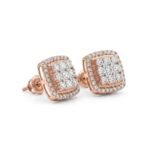 Cushion Cut Halo Moissanite Stud Earrings in 925 Sterling Silver