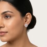 Oval Halo Cluster Moissanite Stud Earrings In 925 Sterling Silver.