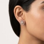D-VVS Moissanite Floral Cluster Stud Earrings In 925 Sterling Silver.