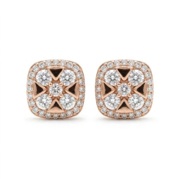 Tester Passing Moissanite Stud Earrings Square Shape In 925 Sterling Silver.