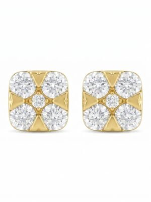 Square Moissanite Stud Earrings for Men – 925 Sterling Silver Iced Studs