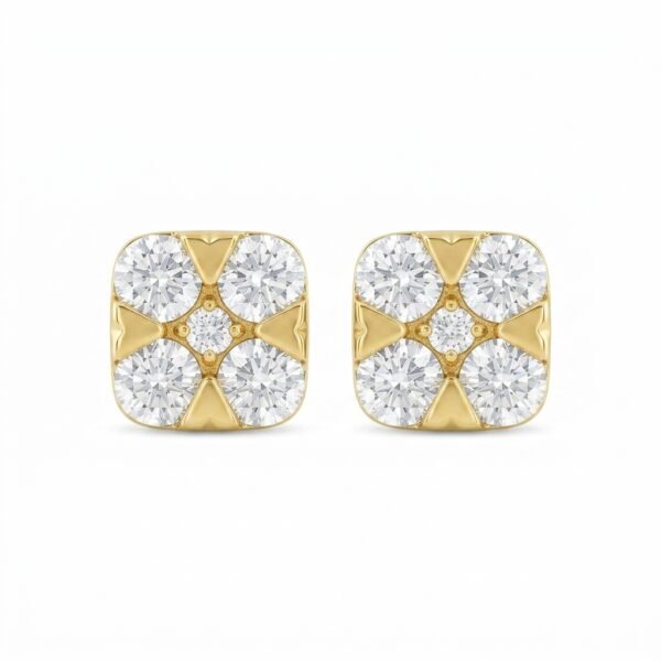 Square Moissanite Stud Earrings for Men – 925 Sterling Silver Iced Studs