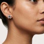 Star Moissanite Stud Earrings Two Tone 925 Sterling Silver Women Jewelry