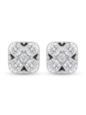 Cushion Cut Moissanite Stud Earrings for Men – VVS 925 Sterling Silver Iced Studs