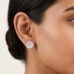 Moissanite Cluster Stud Earrings In 925 Sterling Silver.