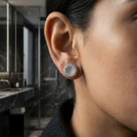 Moissanite Cluster Stud Earrings In 925 Sterling Silver.