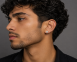 Square Moissanite Stud Earrings for Men – 925 Sterling Silver Iced Studs