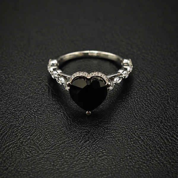 Black Heart Shaped Ring for Women