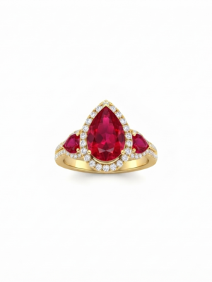 Pear Cut Red Ruby CZ 925 Sterling Silver